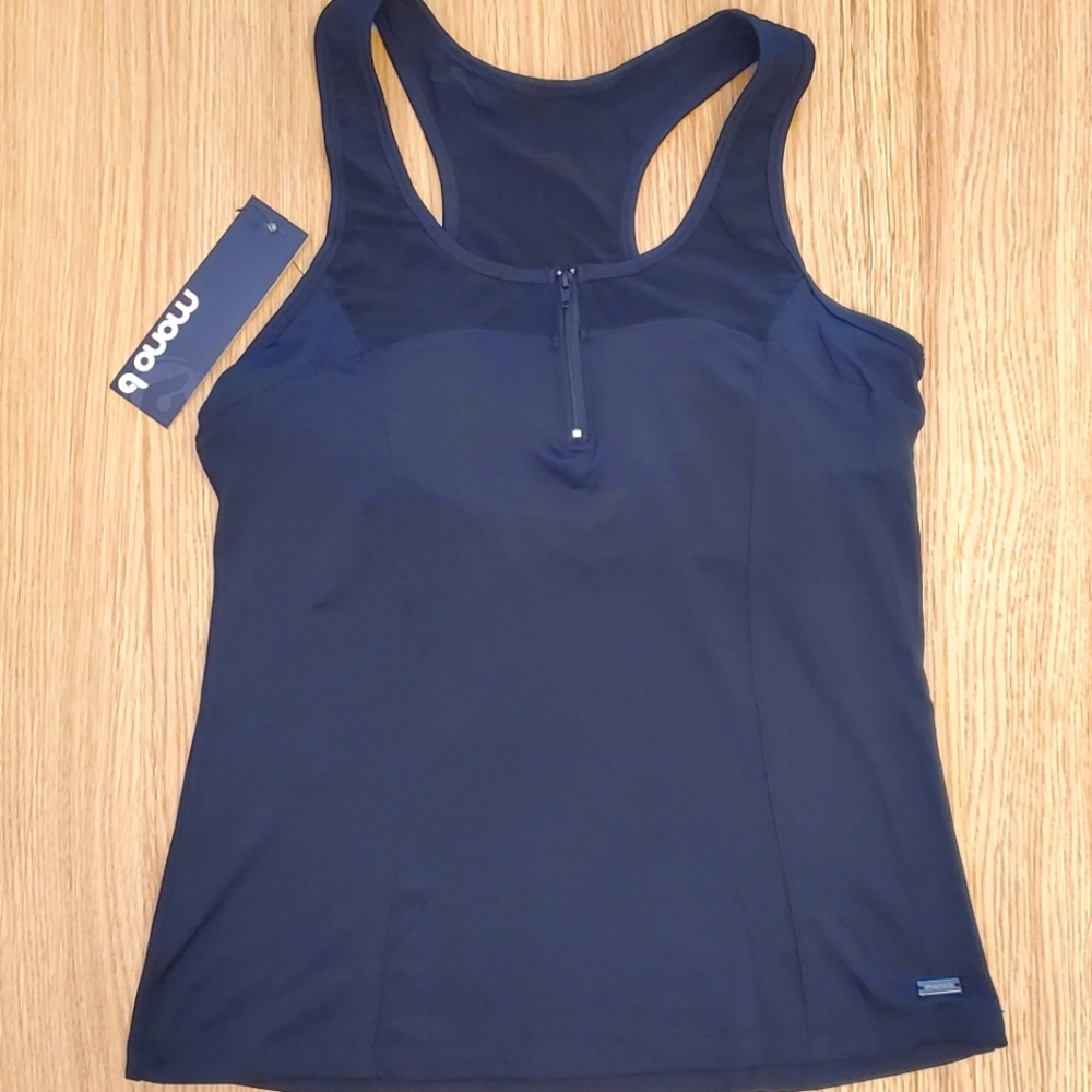 SPECIAL CLEAROUT! NWT Mono B Racerback Front Zip Tank